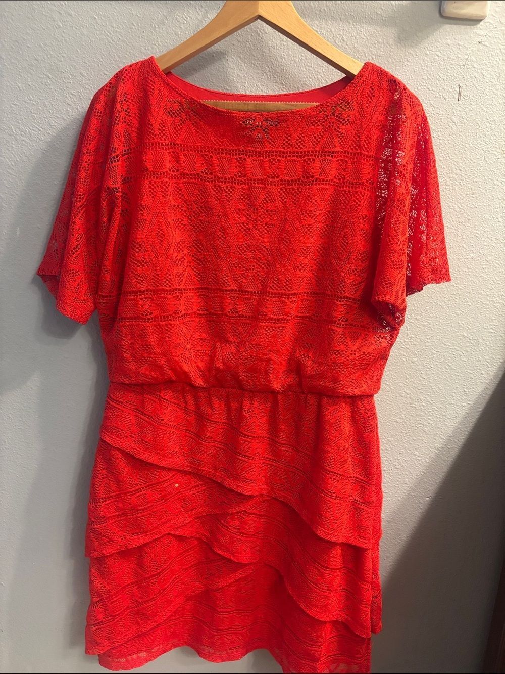 I.N. Studio Red Lace Midi Dress